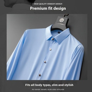 <span class=keywords><strong>Camicie</strong></span> Casual da uomo senza ferro a maniche lunghe da lavoro abbigliamento formale alla moda <span class=keywords><strong>camicie</strong></span> bianche versatili senza cuciture camicia da ufficio - Product Image 2