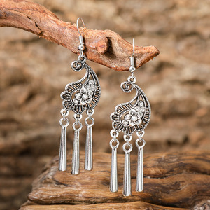 Pendientes Colgantes Étnicos Plateados para Mujer, Joyería de Borlas, Accesorio de Moda de Aleación - Product Image 2