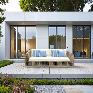 Mobília do pátio do jardim Sofá ao ar livre e mesas de café ajustadas Backyard Rattan Frame Garden Sofa Set - Product Image 2