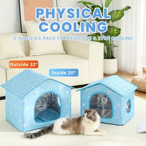 Zomerkoelhuisje voor huisdieren, opvouwbaar, koelbed voor katten en honden, draagbaar, geïsoleerd, koel onderdak met koelmat - Product Image 3