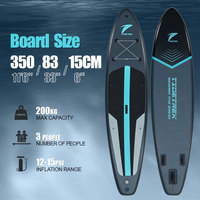 Planche de SUP gonflable TIDETREK 350 cm pour débutants, planche de surf gonflable ISUP pour la course et le paddle surf en eaux océaniques
