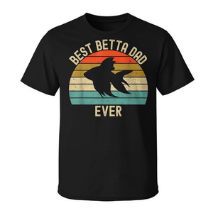 T-shirt Best Betta Dad Ever con design vintage a forma di pesce, nera, unisex, girocollo, manica corta, per adulti - Product Image 2
