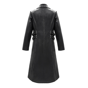 CT147 Devil fashion simmetrico punk rock nero zipper up cappotto lungo da uomo in pelle - Product Image 6