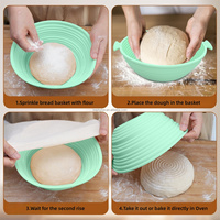 Ensemble de paniers de levage en silicone, ronds et ovales, pliables avec poignées, pour la levée de la pâte à la sourdough, antiadhésifs