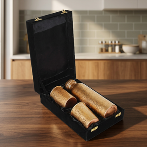 Ensemble de bouteilles d'eau en cuivre avec verres, revêtement anti-corrosion, étanche, réutilisable, cadeau, vaisselle pour les voyages et le bureau - I H C - Product Image 4