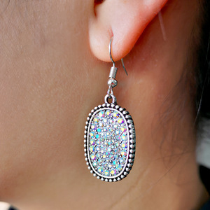 Orecchini Pendenti Vintage Colorati con Pavé per Donne, Stile Antico Argento, Gioielli per Orecchie alla Moda - Product Image 1