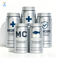 Bouteille cylindrique en aluminium laqué de qualité alimentaire personnalisée 53*110mm 150ml pour capsules, comprimés, grains de café, aliments
