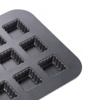 Moule à muffins carré cannelé 12 cavités en acier au carbone antiadhésif, facile à démouler, compatible lave-vaisselle et four, réutilisable