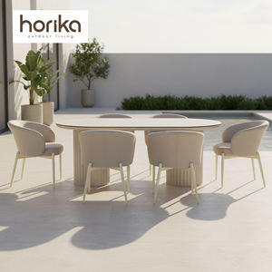 Nouveau design hôtel villa tissu enveloppant résistant aux UV patio balcon ensemble de salle à manger en aluminium jardin mobilier d'extérieur <span class=keywords><strong>table</strong></span> et chaises ensemble - Product Image 1