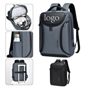 Sac à dos unisexe multifonctionnel et étanche en tissu Oxford avec fermeture éclair, chargement USB, antivol, pour ordinateur portable, idéal pour le bureau et les affaires, au design géométrique et durable. - Product Image 3