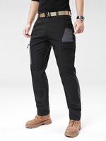 Pantalon tactique de randonnée en toile imperméable à taille élastique pour homme - Pantalon de sport d'extérieur de haute qualité à grandes poches