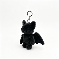 Gantungan Kunci Kelelawar Hitam Mainan Hewan Hutan Custom Liontin Mainan Plush Murah untuk Mesin Cakar