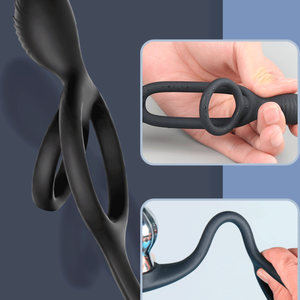 Remote 2in1 Metal <b>Vibrating</b> Anal Butt Plug <b>Vibrator</b> 2 Penis Rings 10 <b>Vibration</b> Settings Magnetic Charging Waterproof - Product Image 2
