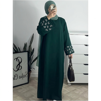 Robes Abaya pour femmes, broderie florale douce Nida, robes fermées pour femmes musulmanes