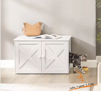 Meuble de salon moderne pour chat avec bac à litière et cloison amovible, facile à nettoyer, 80x53x50cm, blanc PCL002W01