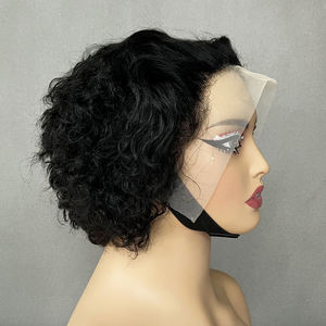 Perruque courte en cheveux humains 100% naturels, boucles pixie, dentelle transparente 13X4, cheveux vierges pour femmes noires - Product Image 4