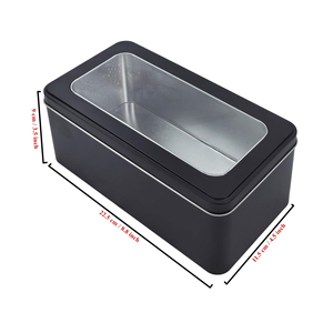 <span class=keywords><strong>Fancy</strong></span> đen hình chữ nhật Biscuit container Cookies hộp thiếc với cửa sổ - Product Image 5