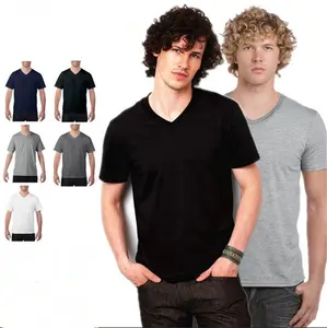 v-neck Big EU USA size 150 gsm 100% cotton men's short sleeve unisex oem logo custom plain v neck tee t shirt T-shirts t-shirt