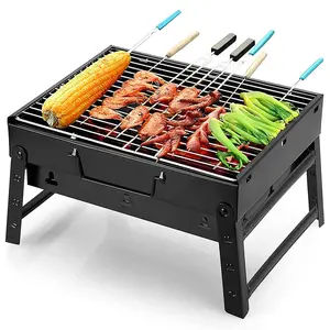 Vỉ Nướng Thịt Nướng Lò Nướng BBQ Mini Gấp Gọn Tiện Dụng Cắm Trại Ngoài Trời Bếp Nướng Than BBQ