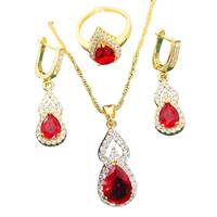 Nouvel ensemble de bijoux de mode européens et américains Zircon collier boucles d'oreilles anneau ensemble de 3 pièces