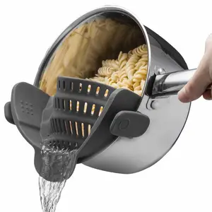 Verstelbare Siliconen Clip-On Pot Zeef Pasta Zeef Groente Fruit Drainage Mand Keuken Accessoire Voor Pot Pan En Kom