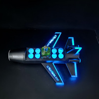 Richshining Plateau LED personnalisé en forme d'avion à 9 trous pour verres à shot, présentoir glorificateur de champagne pour 6 bouteilles, pour bar