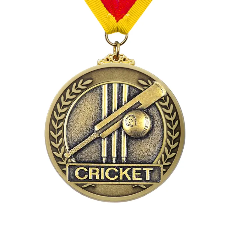 Penghargaan Logo Polos Logam Kustom Medali Kriket Klasik