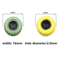 Roues en plastique jaune vert de 36mm avec trou d'essieu circulaire pour ateliers scientifiques et kits de robotique de bricolage