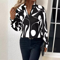 Mode féminine européenne et américaine, nouveaux hauts, chemises à imprimé géométrique les plus vendues, manches trois quarts, hiver/printemps/été, ODM