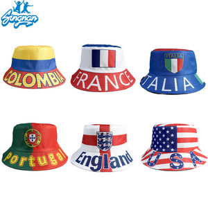 Chapeau Bob en Velours Éponge Brodé Personnalisé Drapeau National Unisexe Léger Protection Solaire Été <span class=keywords><strong>Coupe</strong></span> <span class=keywords><strong>du</strong></span> <span class=keywords><strong>Monde</strong></span> Sportive - Product Image 1