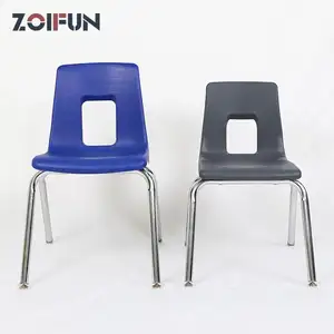 ZOIFUN School Furniture Durable Chrome Frame Plastic Stackable School Chairs