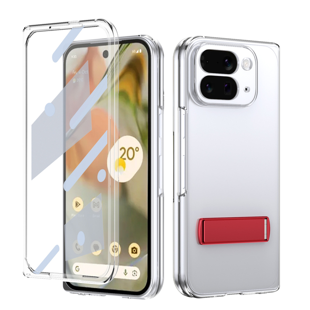 Luxury Transparent Phone Case Cover for Google Pixel 10 Pro Fold Aluminum Alloy Holder Slim Anti Drop Phone Shell Accessories