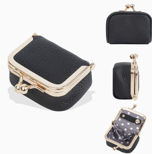 Portable Genuine Leather Elegant Jewelry <b>Case</b> Kiss Lock Mini Coin Purse Exquisite Ring <b>Earring</b> Storage Bag for Travel - Product Image 5