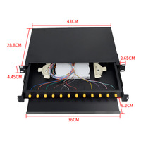 Boîtier de terminaison optique 12 ports ST 1U FTTH 19 pouces, panneau de brassage à fibre optique entièrement équipé, type tiroir, cadre de distribution de fibre optique
