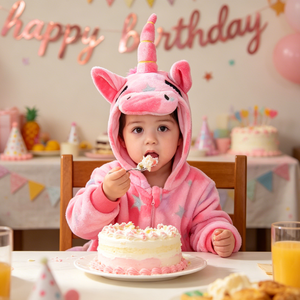 Tuta in pile rosa con stelle e <span class=keywords><strong>unicorno</strong></span> per bambini, autunno inverno, Halloween, carnevale, abbigliamento da gioco, performance sul palco, tuta cosplay con cappuccio - Product Image 4