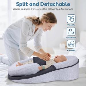 Baby Feeding Support Wedge Pillow Infant Nursing Cushion with Gentle Incline Portable Lounger Support - Product Image 2