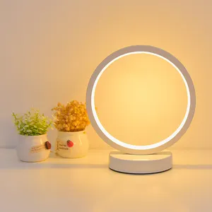 Rechargeable Warm White Desk Lamp LED Round Ring Light LED Table Lamp Night Light