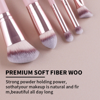 Pabrik OEM ODM 5Pcs Set Kuas Makeup Wajah Dua Sisi Spons Kecantikan Logo Kustom Gagang Plastik Sintetis Pink Grosir