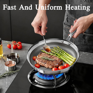 Triply Stainless Steel Frying <b>Pan</b> Saute <b>Pan</b> Non-Stick Coating Gas <b>Induction</b> Compatible Home Cooking Cookware Set Glass Lid Easy - Product Image 5