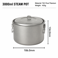 Marmite de camping ultralégère en titane de 1500 ml avec grille de cuisson vapeur, ustensile de cuisson portable pour la randonnée, le trekking et le camping