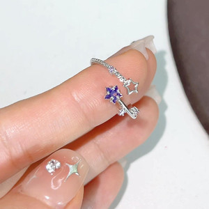 Light Luxury Shiny Purple Zircon Star Rings for Girls Women Exquisite Daily Jewelry Ring Accessories - Product Image 6