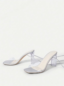 صنادل صيفية بكعب عالٍ مفتوحة الأصابع مع حزام وإبزيم، كعب رفيع لزيادة الطول، مصنوعة من الجلد الصناعي/البولي يوريثان/البولي فينيل كلوريد - Product Image 4