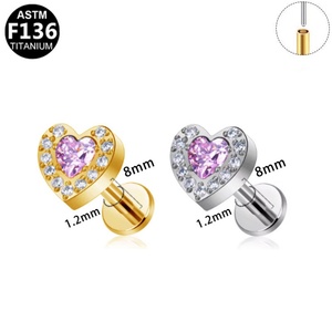 Pendientes Infantiles de Titanio G23 de Alta Calidad con Circonita, Diseño Triangular Multipatrón, Piercings para Tragus, Cartílago y Oreja, Rodio - Product Image 6