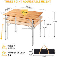 Table de camping pliante en bambou robuste et moderne avec hauteur réglable, design léger et portable pour une utilisation en extérieur