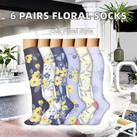 Lot de 6 paires de chaussettes de compression tricotées en nylon, absorbantes et respirantes, pour femmes, idéales pour les sports de plein air