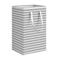 Panier à linge pliable imperméable carré et haut avec longues poignées de transport pour armoire, salle de bain, jouets et vêtements sales