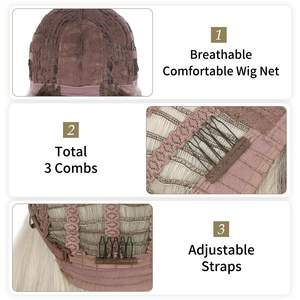 Peluca de pelo sintético recto de longitud media europea americana de 18 pulgadas, gran oferta transparente para <span class=keywords><strong>Amazon</strong></span> Light Blonde Gradient Limited - Product Image 4