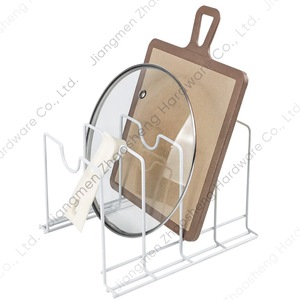 Metal <b>Pot</b> <b>Lid</b> Rack With Stand For Kitchen Utensil Storage Cutting Board Knife Board Organizer Square Modern Design - Product Image 1