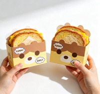Nouvelle boîte d'emballage en papier pour sandwichs, toasts, hamburgers, bagels et petit-déjeuner à emporter