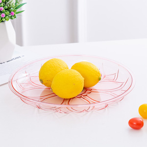 Plat à fruits transparent rond en plastique, design minimaliste, facile à nettoyer, pour le salon, plateau de rangement alimentaire - Product Image 3